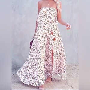 Strapless Maxi Dress with Side Slit